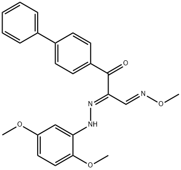 (2E,3E)-1-{[1,1'-biphenyl]-4-yl}-2-[2-(2,5-dimethoxyphenyl)hydrazin-1-ylidene]-3-(methoxyimino)propan-1-one Struktur