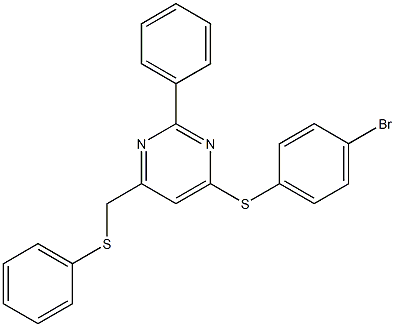 4-bromophenyl 2-phenyl-6-[(phenylsulfanyl)methyl]-4-pyrimidinyl sulfide Struktur