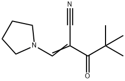 (2E)-4,4-dimethyl-3-oxo-2-[(pyrrolidin-1-yl)methylidene]pentanenitrile Struktur