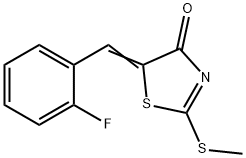 (5E)-5-[(2-fluorophenyl)methylidene]-2-(methylsulfanyl)-4,5-dihydro-1,3-thiazol-4-one Struktur