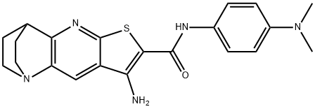 5-amino-N-[4-(dimethylamino)phenyl]-7-thia-1,9-diazatetracyclo[9.2.2.0~2,10~.0~4,8~]pentadeca-2(10),3,5,8-tetraene-6-carboxamide Struktur