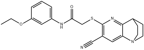 2-[(4-cyano-1,6-diazatricyclo[6.2.2.0~2,7~]dodeca-2,4,6-trien-5-yl)sulfanyl]-N-(3-ethoxyphenyl)acetamide Struktur