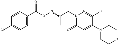 (Z)-{1-[3-chloro-4-(morpholin-4-yl)-6-oxo-1,6-dihydropyridazin-1-yl]propan-2-ylidene}amino 4-chlorobenzoate Struktur