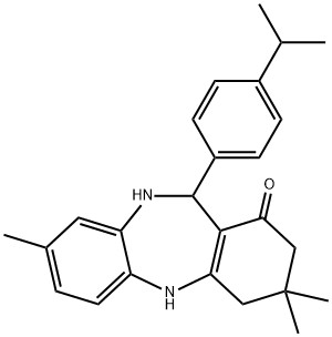 2,10-Diaza-5,5,13-trimethyl-9-(4-(isopropyl)phenyl)tricyclo[9.4.0.0<3,8>]pentadeca-1(11),3(8),12,14-tetraen-7-one Struktur