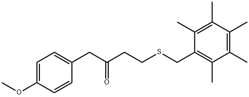 1-(4-methoxyphenyl)-4-{[(2,3,4,5,6-pentamethylphenyl)methyl]sulfanyl}butan-2-one Struktur