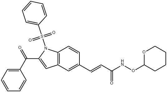 (2E)-3-[1-(benzenesulfonyl)-1H-indol-5-yl]-N-(oxan-2-yloxy)prop-2-enamide Struktur