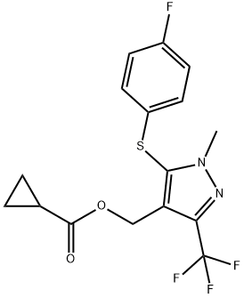 [5-[(4-fluorophenyl)sulfanyl]-1-methyl-3-(trifluoromethyl)-1H-pyrazol-4-yl]methyl cyclopropanecarboxylate Struktur