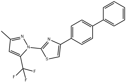 4-[1,1'-biphenyl]-4-yl-2-[3-methyl-5-(trifluoromethyl)-1H-pyrazol-1-yl]-1,3-thiazole Struktur