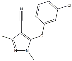 5-(3-chlorophenoxy)-1,3-dimethyl-1H-pyrazole-4-carbonitrile Struktur