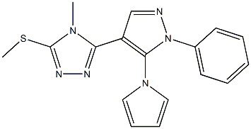 4-methyl-3-(methylsulfanyl)-5-[1-phenyl-5-(1H-pyrrol-1-yl)-1H-pyrazol-4-yl]-4H-1,2,4-triazole Struktur