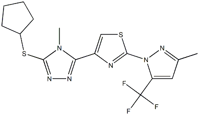 3-(cyclopentylsulfanyl)-4-methyl-5-{2-[3-methyl-5-(trifluoromethyl)-1H-pyrazol-1-yl]-1,3-thiazol-4-yl}-4H-1,2,4-triazole Struktur