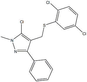 5-chloro-4-{[(2,5-dichlorophenyl)sulfanyl]methyl}-1-methyl-3-phenyl-1H-pyrazole Struktur