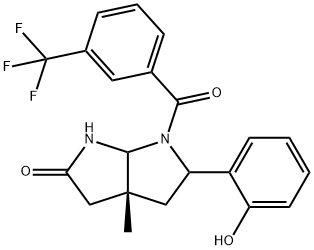 (3aR)-5-(2-hydroxyphenyl)-3a-methyl-6-[3-(trifluoromethyl)benzoyl]-octahydropyrrolo[2,3-b]pyrrol-2-one Struktur