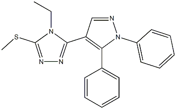 3-(1,5-diphenyl-1H-pyrazol-4-yl)-4-ethyl-5-(methylsulfanyl)-4H-1,2,4-triazole Struktur