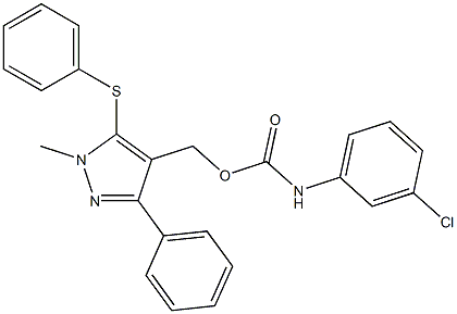 [1-methyl-3-phenyl-5-(phenylsulfanyl)-1H-pyrazol-4-yl]methyl N-(3-chlorophenyl)carbamate Struktur