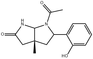 (3aR)-6-acetyl-5-(2-hydroxyphenyl)-3a-methyl-octahydropyrrolo[2,3-b]pyrrol-2-one Struktur