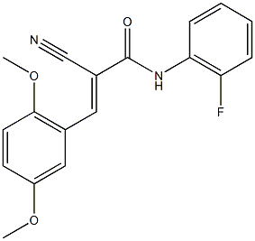 (2E)-2-cyano-3-(2,5-dimethoxyphenyl)-N-(2-fluorophenyl)acrylamide Struktur