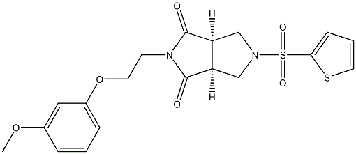 (3aR,6aS)-2-[2-(3-methoxyphenoxy)ethyl]-5-(thiophene-2-sulfonyl)-octahydropyrrolo[3,4-c]pyrrole-1,3-dione Struktur