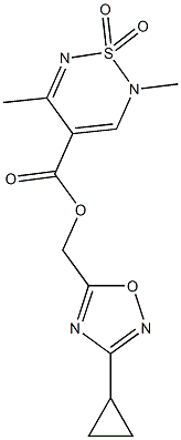 (3-cyclopropyl-1,2,4-oxadiazol-5-yl)methyl 2,5-dimethyl-2H-1,2,6-thiadiazine-4-carboxylate 1,1-dioxide Struktur