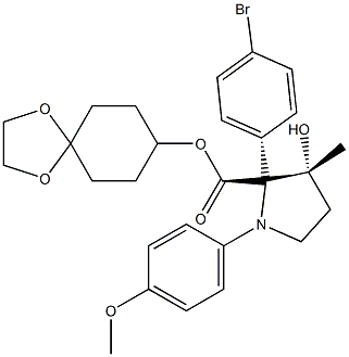 1,4-dioxaspiro[4.5]decan-8-yl (3R)-2-(4-bromophenyl)-3-hydroxy-1-(4-methoxyphenyl)-3-methylpyrrolidine-2-carboxylate Struktur