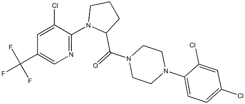 {1-[3-chloro-5-(trifluoromethyl)-2-pyridinyl]-2-pyrrolidinyl}[4-(2,4-dichlorophenyl)piperazino]methanone Struktur