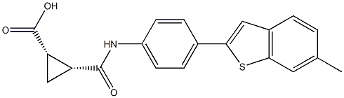 (1S,2R)-2-{[4-(6-methyl-1-benzothiophen-2-yl)phenyl]carbamoyl}cyclopropane-1-carboxylic acid Struktur