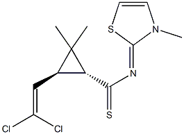 (1R,3S)-3-(2,2-dichloroethenyl)-2,2-dimethyl-N-[(2Z)-3-methyl-2,3-dihydro-1,3-thiazol-2-ylidene]cyclopropane-1-carbothioamide Struktur