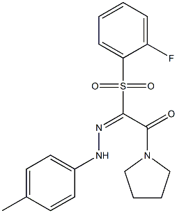 (2E)-2-(2-fluorobenzenesulfonyl)-2-[2-(4-methylphenyl)hydrazin-1-ylidene]-1-(pyrrolidin-1-yl)ethan-1-one Struktur