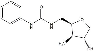 1-(((2R,3R,4R)-3-amino-4-hydroxytetrahydrofuran-2-yl)methyl)-3-phenylurea Struktur