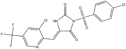 (5Z)-5-{[3-chloro-5-(trifluoromethyl)pyridin-2-yl]methylidene}-3-(4-chlorobenzenesulfonyl)imidazolidine-2,4-dione Struktur