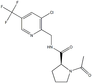 (2S)-1-acetyl-N-{[3-chloro-5-(trifluoromethyl)pyridin-2-yl]methyl}pyrrolidine-2-carboxamide Struktur