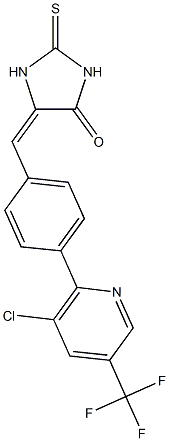 (5E)-5-({4-[3-chloro-5-(trifluoromethyl)pyridin-2-yl]phenyl}methylidene)-2-sulfanylideneimidazolidin-4-one Struktur