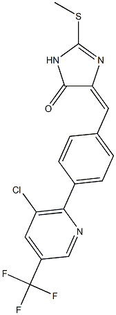 (4E)-4-({4-[3-chloro-5-(trifluoromethyl)pyridin-2-yl]phenyl}methylidene)-2-(methylsulfanyl)-4,5-dihydro-1H-imidazol-5-one Struktur