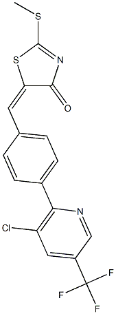 (5E)-5-({4-[3-chloro-5-(trifluoromethyl)pyridin-2-yl]phenyl}methylidene)-2-(methylsulfanyl)-4,5-dihydro-1,3-thiazol-4-one Struktur