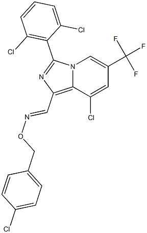 (E)-{[8-chloro-3-(2,6-dichlorophenyl)-6-(trifluoromethyl)imidazo[1,5-a]pyridin-1-yl]methylidene}[(4-chlorophenyl)methoxy]amine Struktur