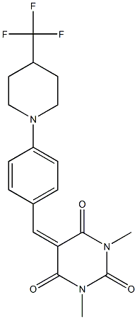 1,3-dimethyl-5-({4-[4-(trifluoromethyl)piperidin-1-yl]phenyl}methylidene)-1,3-diazinane-2,4,6-trione Struktur