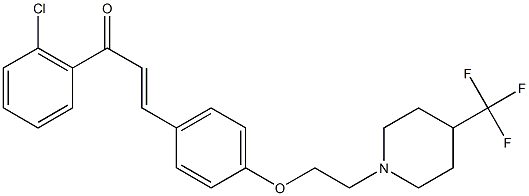 (2E)-1-(2-chlorophenyl)-3-(4-{2-[4-(trifluoromethyl)piperidin-1-yl]ethoxy}phenyl)prop-2-en-1-one Struktur