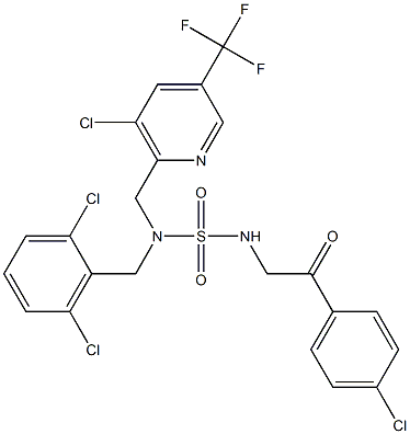 {[3-chloro-5-(trifluoromethyl)pyridin-2-yl]methyl}({[2-(4-chlorophenyl)-2-oxoethyl]sulfamoyl})[(2,6-dichlorophenyl)methyl]amine Struktur