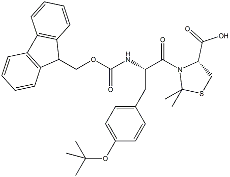 Fmoc-L-Tyr(tBu)-L-Cys[PSI(Me,Me)Pro]-OH Struktur