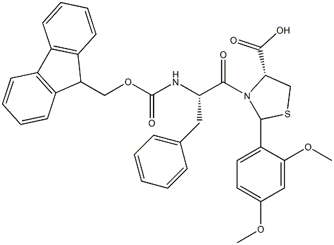 Fmoc-L-Phe-L-Cys[PSI(Dmp,H)pro]-OH Struktur