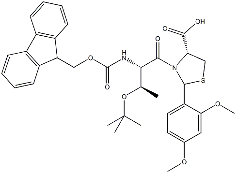 Fmoc-L-Thr(tBu)-L-Cys[PSI(Dmp,H)pro]-OH Struktur