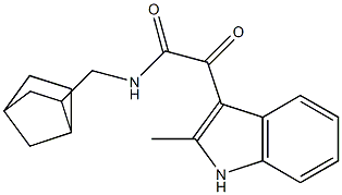 N-(3-bicyclo[2.2.1]heptanylmethyl)-2-(2-methyl-1H-indol-3-yl)-2-oxoacetamide Struktur