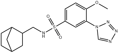 N-(3-bicyclo[2.2.1]heptanylmethyl)-4-methoxy-3-(tetrazol-1-yl)benzenesulfonamide Struktur