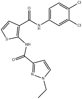 N-[3-[(3,4-dichlorophenyl)carbamoyl]thiophen-2-yl]-1-ethylpyrazole-3-carboxamide Struktur