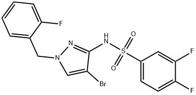 N-[4-bromo-1-[(2-fluorophenyl)methyl]pyrazol-3-yl]-3,4-difluorobenzenesulfonamide Struktur