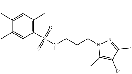 N-[3-(4-bromo-3,5-dimethylpyrazol-1-yl)propyl]-2,3,4,5,6-pentamethylbenzenesulfonamide Struktur