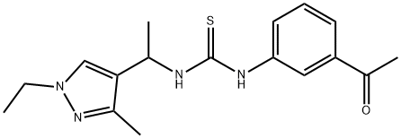 1-(3-acetylphenyl)-3-[1-(1-ethyl-3-methylpyrazol-4-yl)ethyl]thiourea Struktur