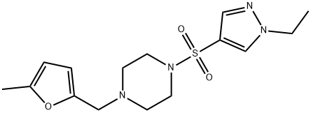 1-(1-ethylpyrazol-4-yl)sulfonyl-4-[(5-methylfuran-2-yl)methyl]piperazine Struktur