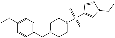 1-(1-ethylpyrazol-4-yl)sulfonyl-4-[(4-methoxyphenyl)methyl]piperazine Struktur