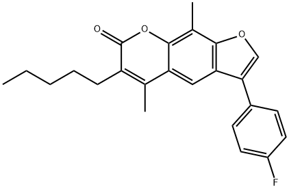 3-(4-fluorophenyl)-5,9-dimethyl-6-pentylfuro[3,2-g]chromen-7-one Struktur